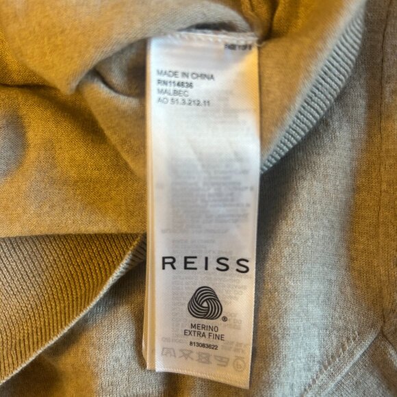 Mens Reiss Oatmeal Merino Wool Johnny Collar Size Small - Picture 5 of 5